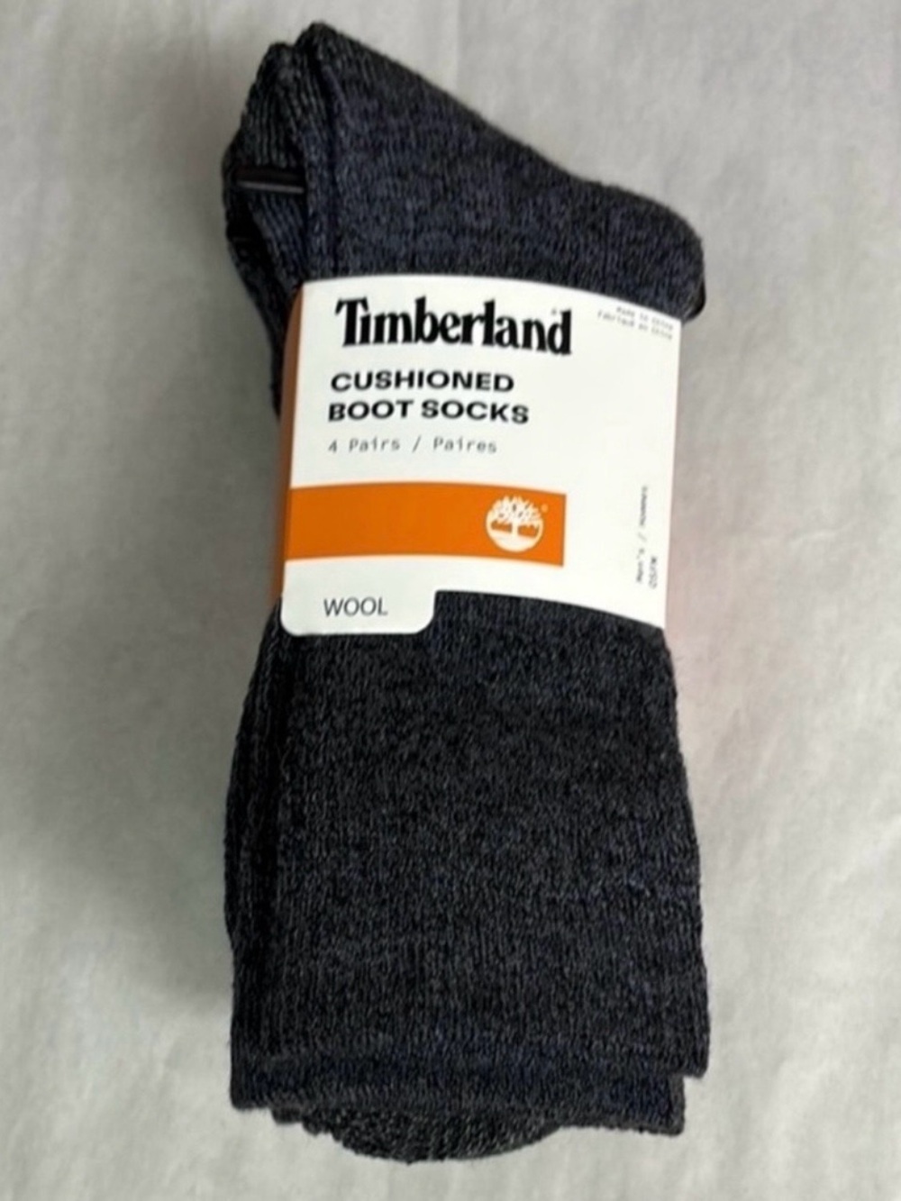 New Timberland Socks Men’s 4 Pair Casual Gray Wool Blend Cushioned Boot Sock